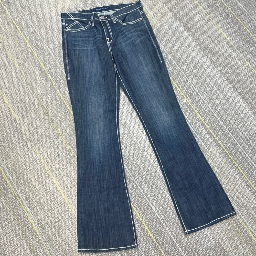 Rock & Republic Kasandra Mid-Rise Bootcut Denim Heavy Stitched Embroidered